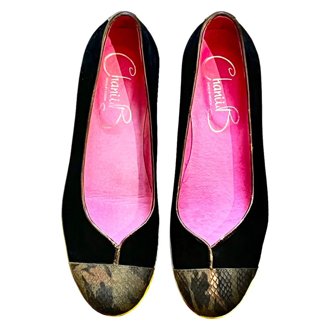 Noir - Black Suede Slip on- last pairs 36 and 37