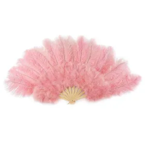 Ostrich Feather Fan with Marabou - Apricot Blush