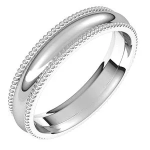 Platinum 4 mm Beaded Comfort-Fit Band Size 8