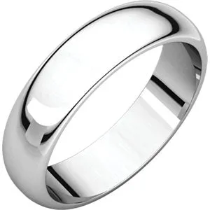 Platinum 5 mm Half Round Band Size 9.5