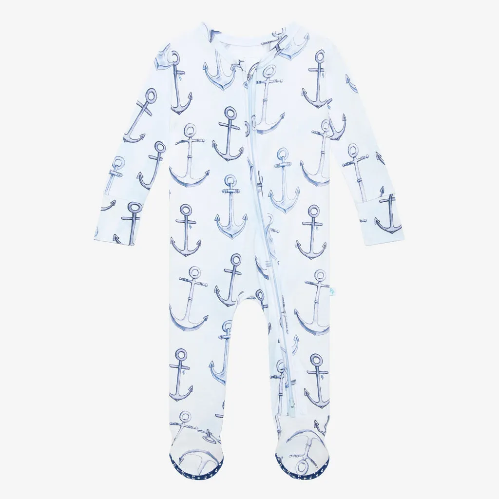 Posh Peanut Anchors Away Zippered Footie