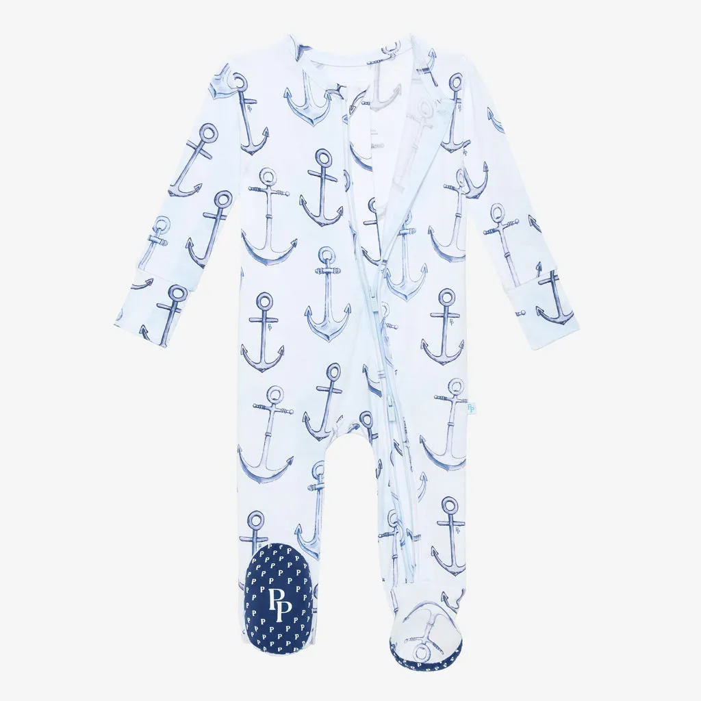 Posh Peanut Anchors Away Zippered Footie