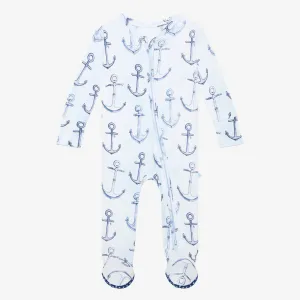 Posh Peanut Anchors Away Zippered Footie