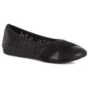 Round Toe Cut Out Satin Straps Ballet Flat (Adina)