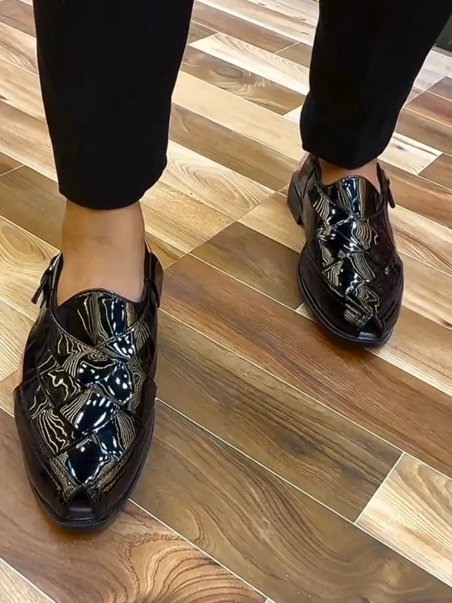 Shiny Casual Breathable Leather Sandals