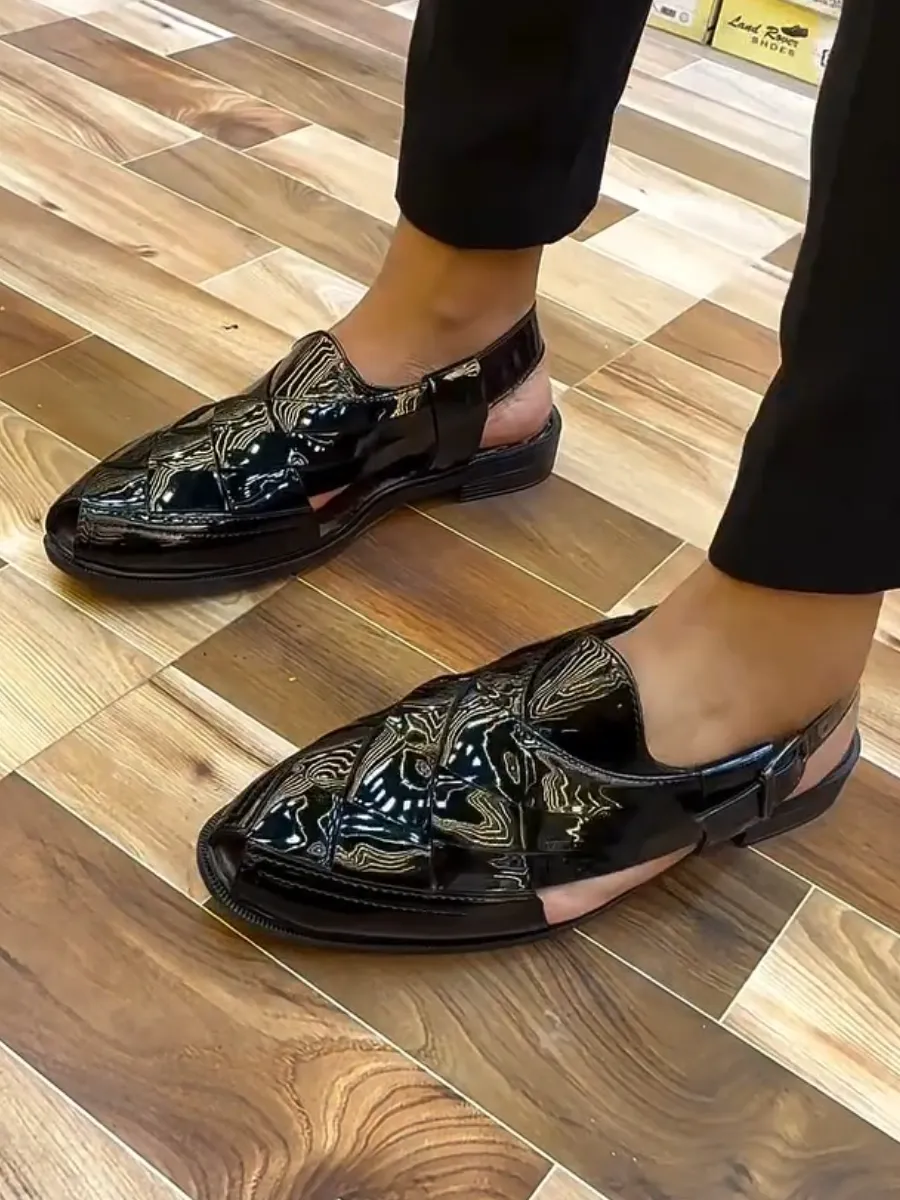 Shiny Casual Breathable Leather Sandals