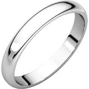 Sterling Silver 3 mm Half Round Band Size 9.5
