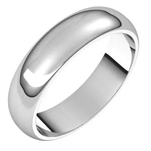 Sterling Silver 5 mm Half Round Band Size 6