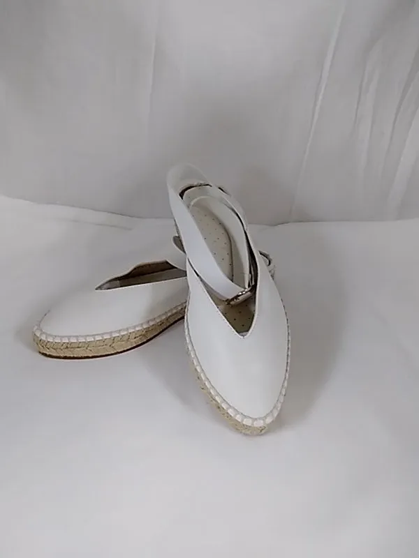 Stuart Weitzman Toga Off White Arizona Leather Espadrille Ankle Strap Flats - Size 7 W