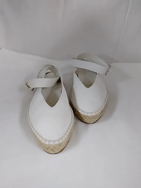 Stuart Weitzman Toga Off White Arizona Leather Espadrille Ankle Strap Flats - Size 7 W