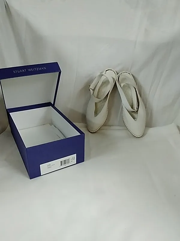 Stuart Weitzman Toga Off White Arizona Leather Espadrille Ankle Strap Flats - Size 7 W