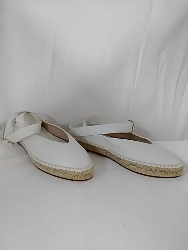 Stuart Weitzman Toga Off White Arizona Leather Espadrille Ankle Strap Flats - Size 7 W
