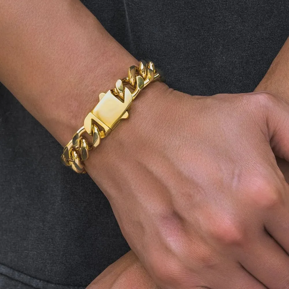 The Golden Time Ⅲ® - 14mm Cuban Link Bracelet in 18K Gold