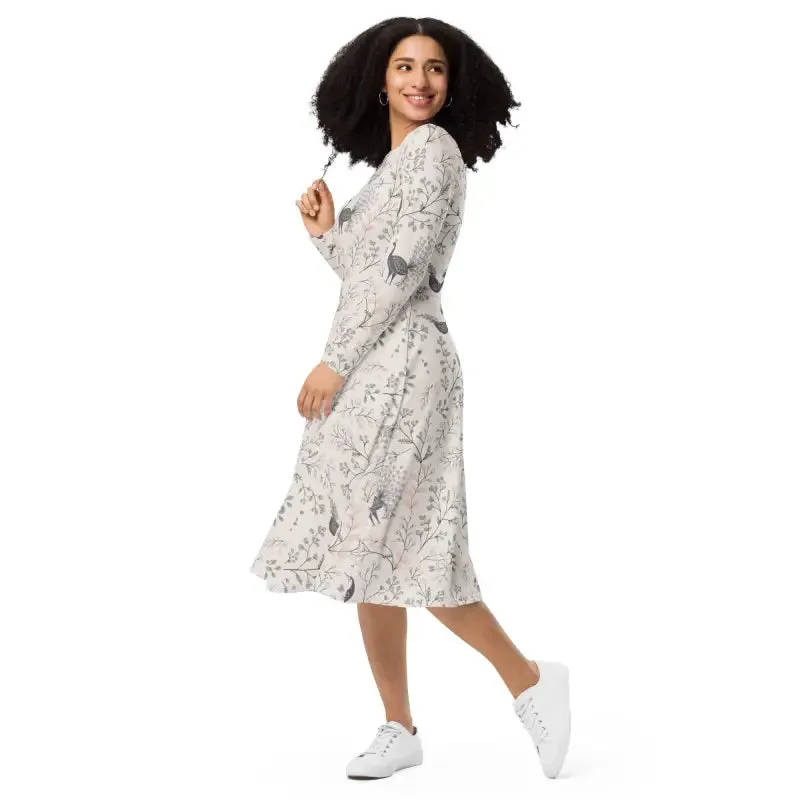 Turn Heads in this Long Sleeve Midi Dress