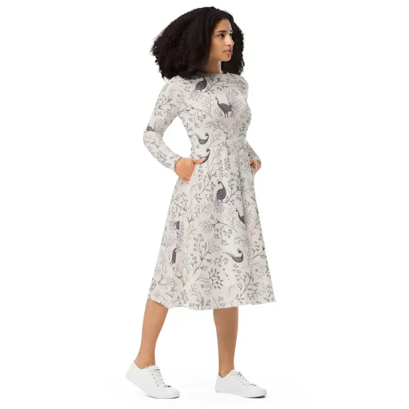 Turn Heads in this Long Sleeve Midi Dress