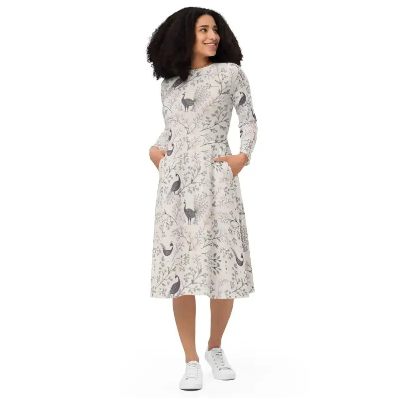 Turn Heads in this Long Sleeve Midi Dress