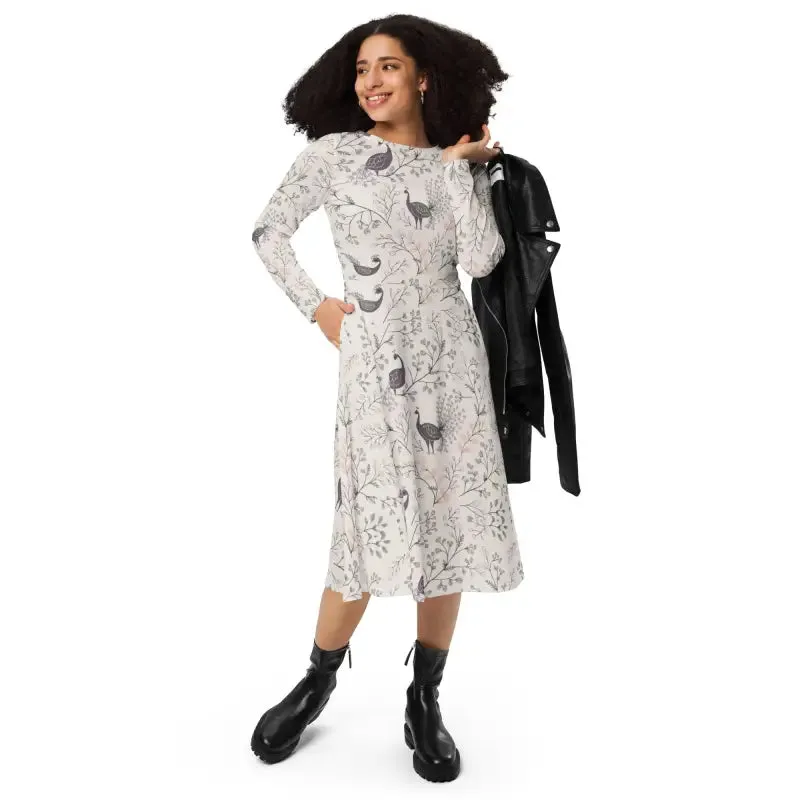 Turn Heads in this Long Sleeve Midi Dress