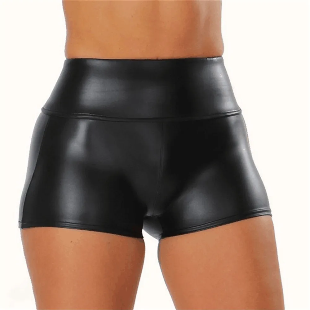 VibeX High-Waisted Faux Leather Booty Shorts