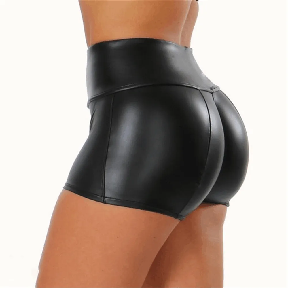 VibeX High-Waisted Faux Leather Booty Shorts