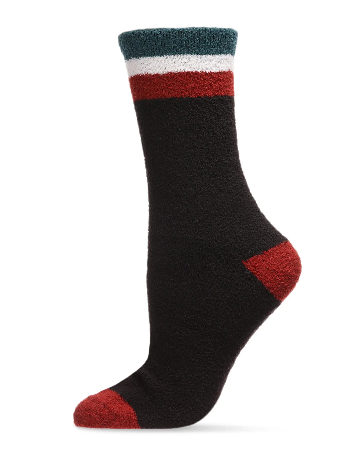 Women's Solid Retro Stripe Super Soft Cozy Crew Socks
